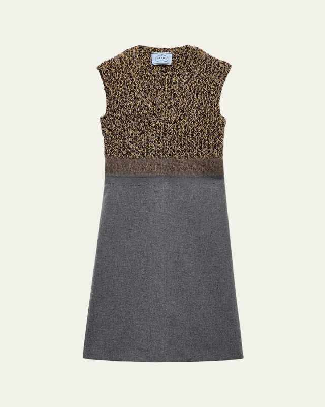 Shetland Mouline Cashmere V-Neck Dress
